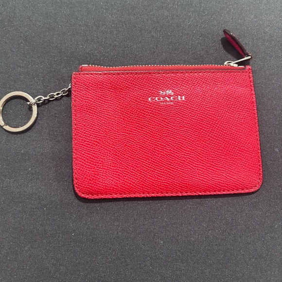 Coach Scarlet Leather Pouch with Keyring - Picture 1 of 3